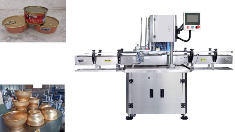 Canned food seaming machine for tin cans